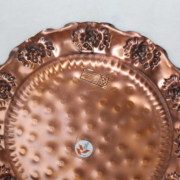 Gregorian solid copper plate hammered hanging Made in USA flowers pattern 13" - Picture 7 of 9